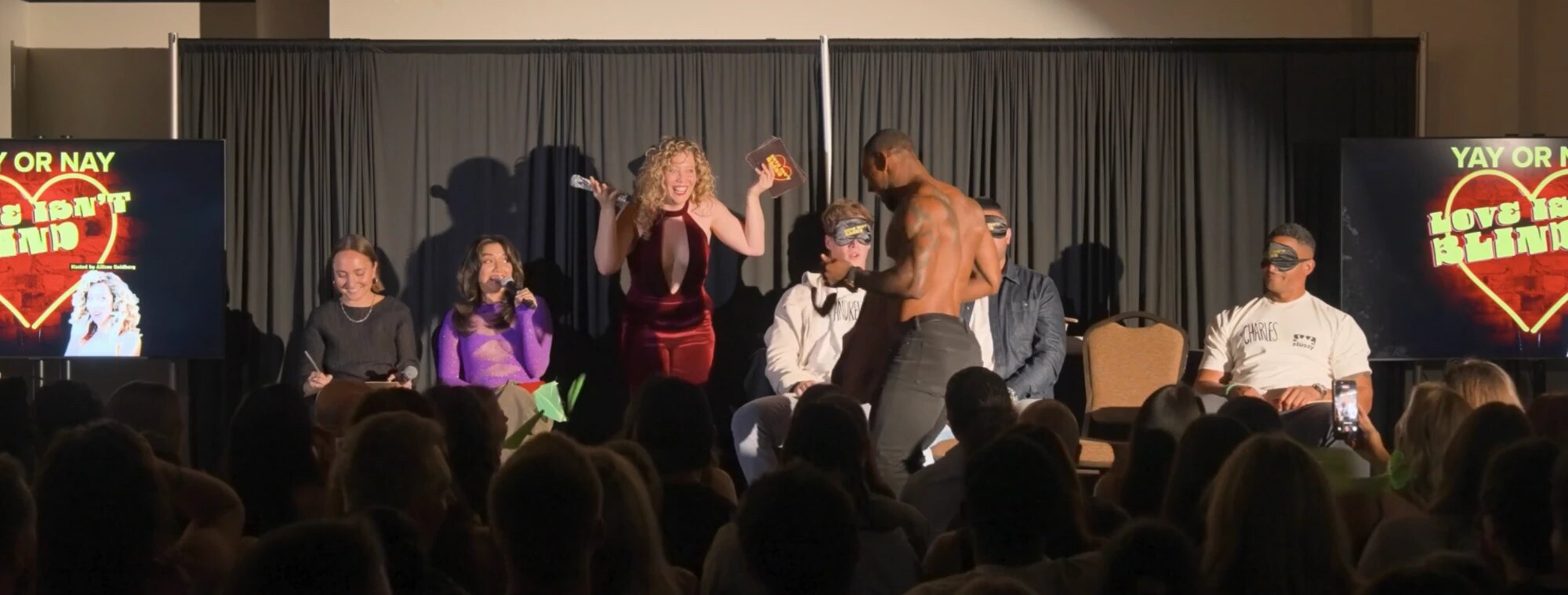 A Love Isn't Blind show, the audience cheering