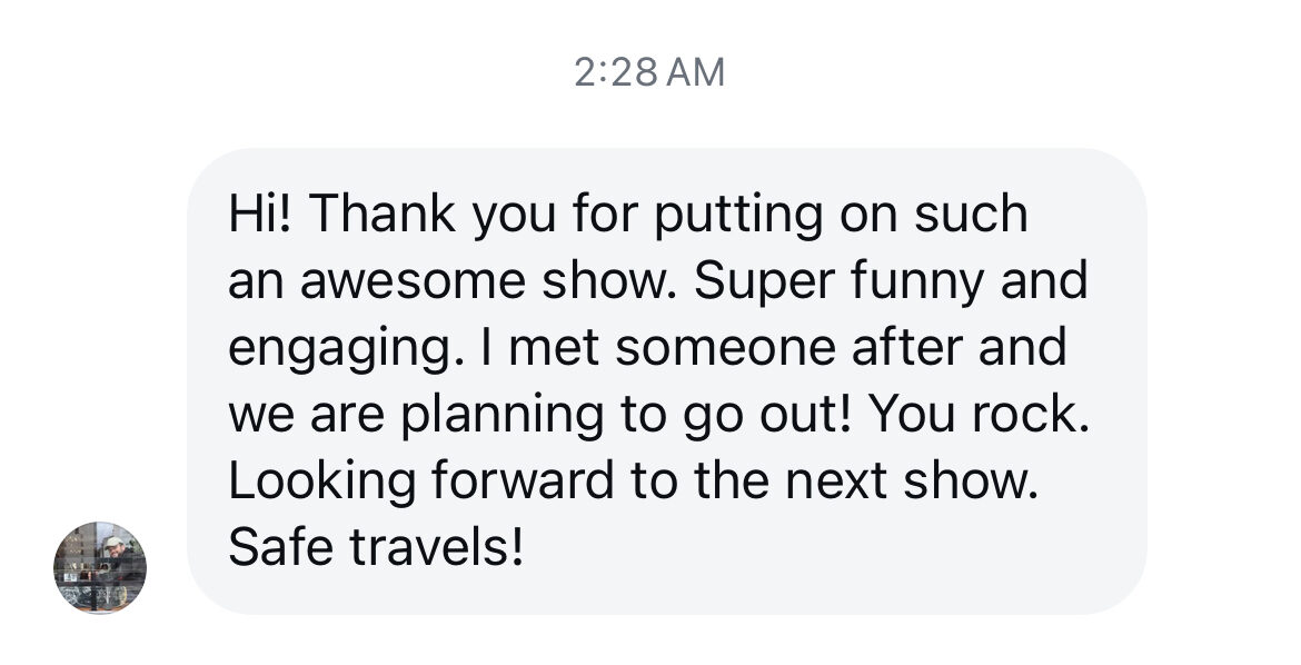 A message to Alli from someone who met at the show