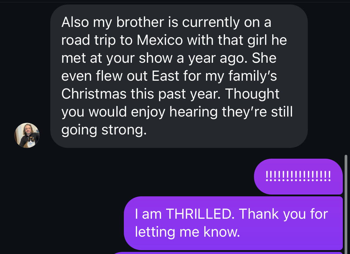 A message to Alli from someone who met at the show